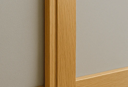 Modern interior with oak wooden baseboard