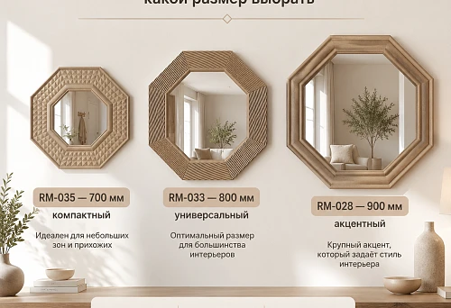 MDF mirror frames RM-035 700 mm, RM-033 800 mm and RM-028 900 mm