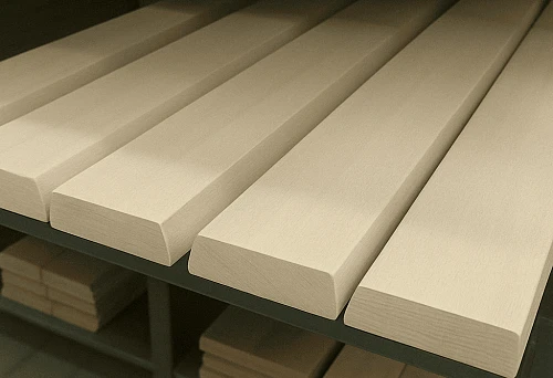 Smooth wooden skirting on stock in Nizhny Novgorod &mdash; ready for sale and installation