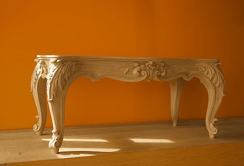 Wooden base with carved ornament and curved legs &mdash; the architectural foundation of furniture perfection