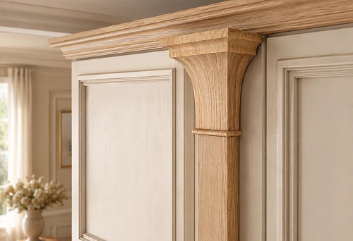 Wooden capital KL-061 with an outer size of 180 mm