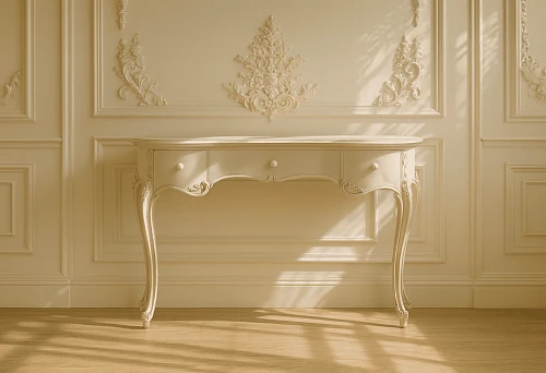 Classic Italian Console with Carved Elements in a Light St. Petersburg Interior