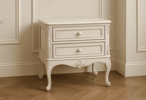Classic Nightstand in Italian Style with Carved Elements