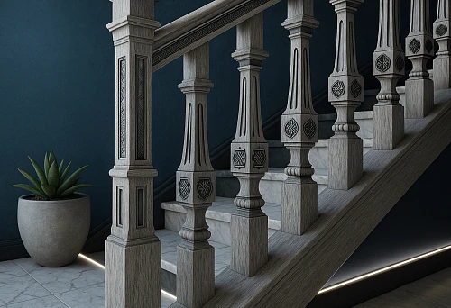 Decorative balusters for terrace &ndash; elegant architectural design of open space
