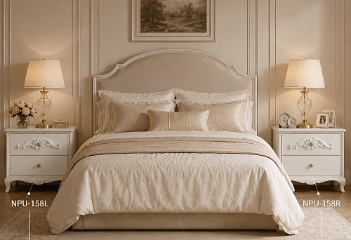 Stucco decor NPU-158L and NPU-158R on two mirrored bedside tables
