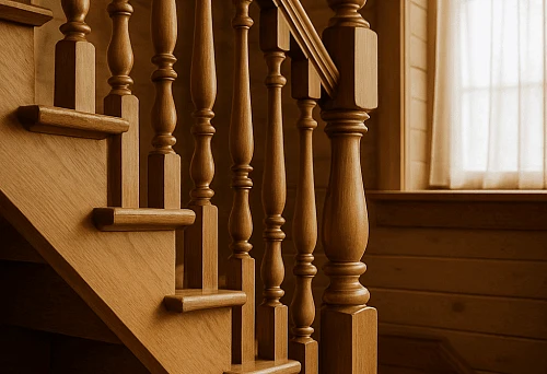 Baluster Ball and Balusters 40x40x900 &mdash; Wooden Elements for Stairs