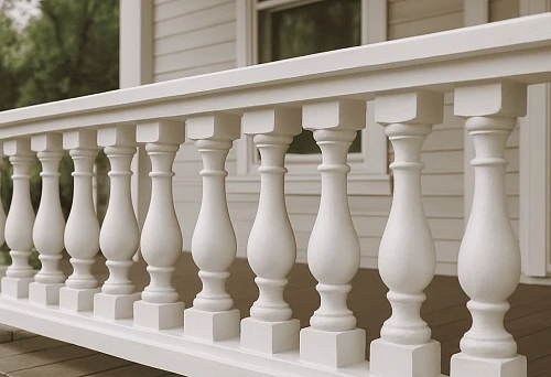 Wooden balusters in Nizhny Novgorod &mdash; light classical balusters on a veranda