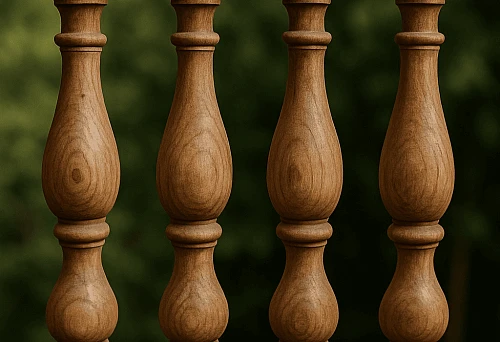 Baluster Wood Novosibirsk &mdash; close-up of classic wooden balusters