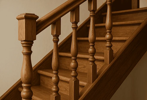 Wooden balustrade staircase &mdash; a modern interior solution, photo example of arrangement