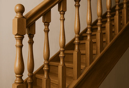 Wrought wooden balusters &mdash; decorative elements for staircase railings