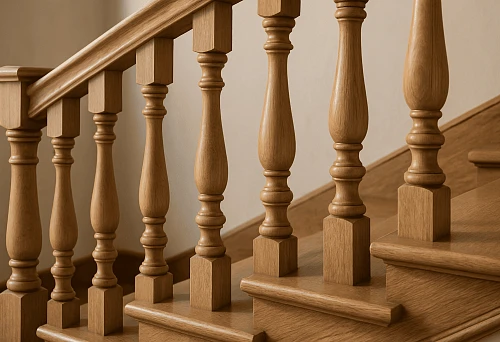 Wooden balusters on the staircase &ndash; ideal option for interior in Tver, photo example of decoration