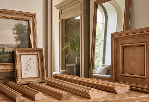 Wooden picture moulding for mirror framing