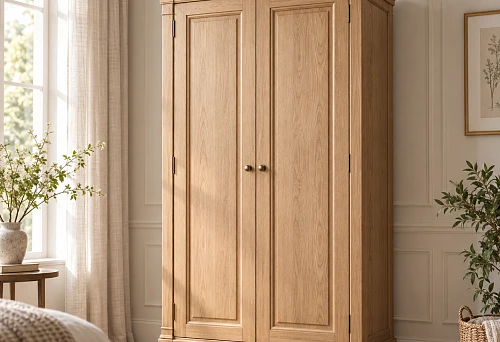 Tall cabinet with wooden finials L-115 visible above the top cornice