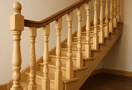 Light Wooden Balusters for Stairs from Voronezh Masters