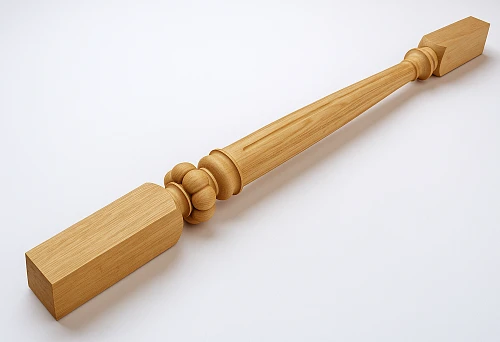 Furniture baluster made of light wood with decorative turned finish