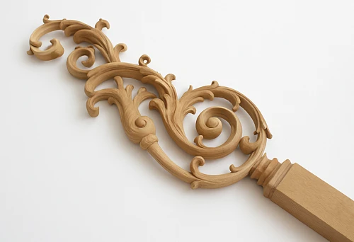 Custom carved baluster with a unique pattern