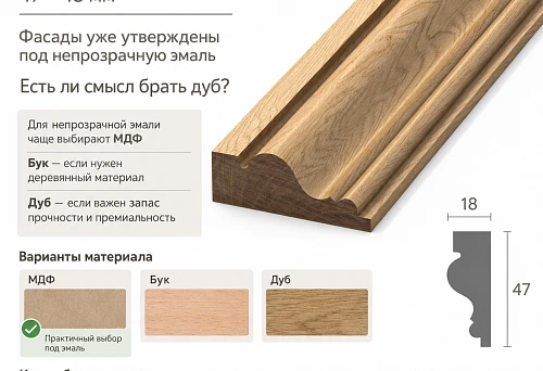 Furniture facades under opaque enamel with decorative molding MLD-054 47&times;18 mm