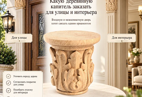 Entrance and interior doors with wooden capitals KL-048 of identical carved ornament