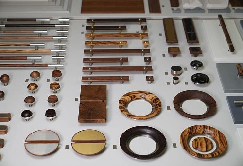 Collage of furniture parts, handles, and panels for developing interior design concepts.