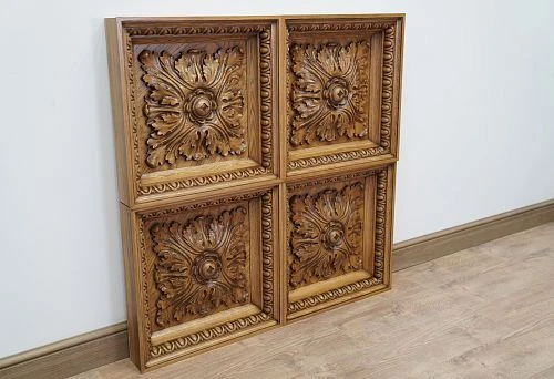 Classic carved pattern on wooden panels &ndash; a stylish accent in interior design.