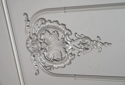 Silver-finished polyurethane molding in a modern interior