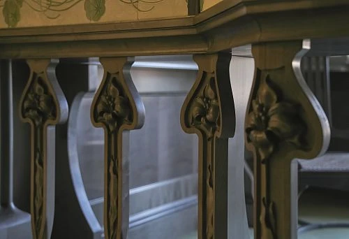 Decorative carved balusters with floral ornament for home interior
