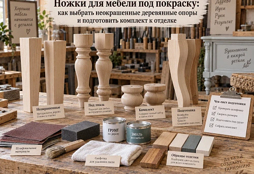 Furniture legs for painting made of natural wood