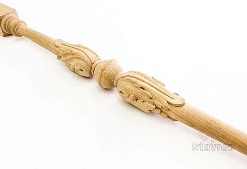 Carved wooden baluster with acanthus leaf motifs