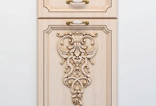 Furniture facade with carved decor and classic forms