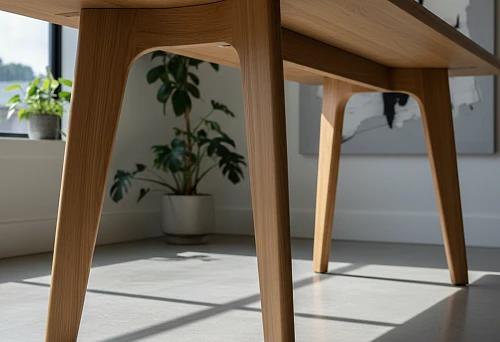Modern solid oak wooden table legs in Moscow interior