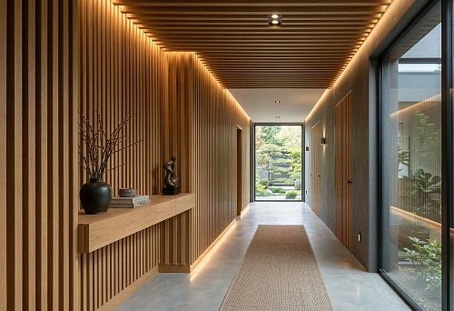 Slat panels in the hallway: how to turn a transit zone into an architectural statement