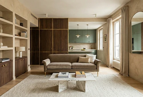 Apartment with comprehensive decoration from walls to furniture