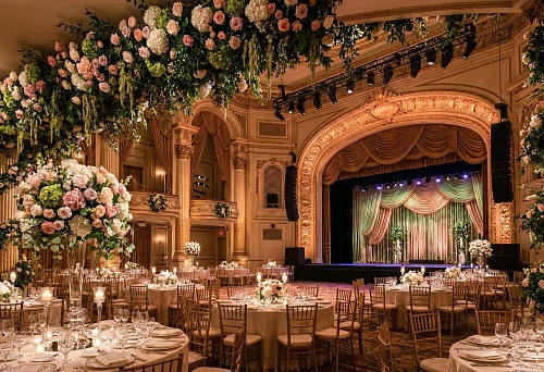 Banquet Hall Decoration with Decorative Compositions and Stage Design