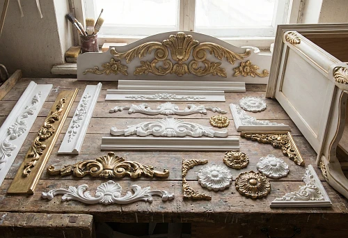 Polyurethane furniture molding: decorative overlays, moldings, and rosettes on the master's workbench