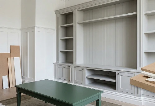 White wall panels and MDF niche for painting: a universal solution for neoclassical interiors