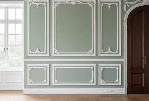 An Interior with Elegant Moldings, Decorative Corners, and Wall Accents in a Classic Style