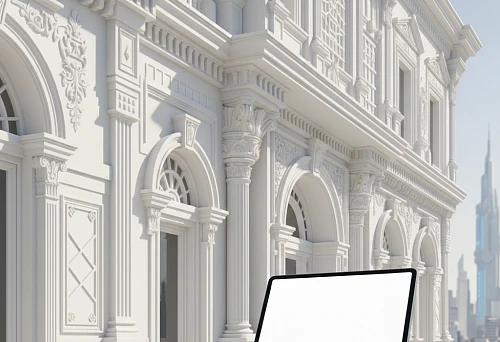 Building Facade with Architectural Polyurethane Molding and Columns