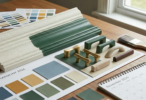 sample of paint-ready molding with green and white texture