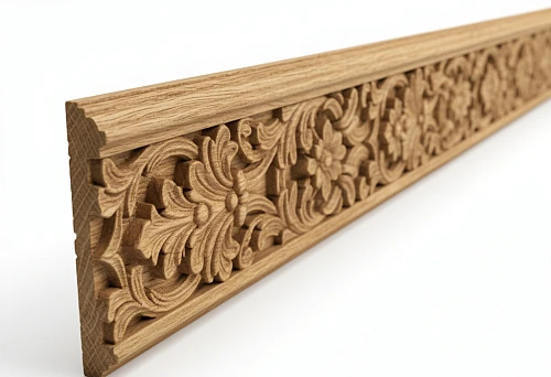Carved wooden wall profile with decorative ornament