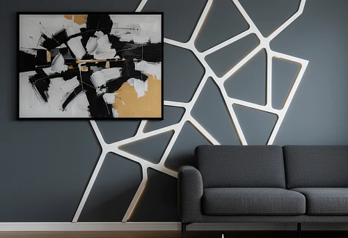 Modern Interior with Decorative Polystyrene Molding on the Wall in Chelyabinsk, Example of Designer Decoration with Delivery and Installation