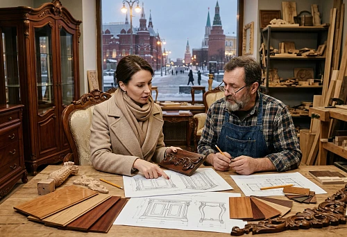Custom classic furniture in Moscow: discussing a wooden furniture project in classic style with a master