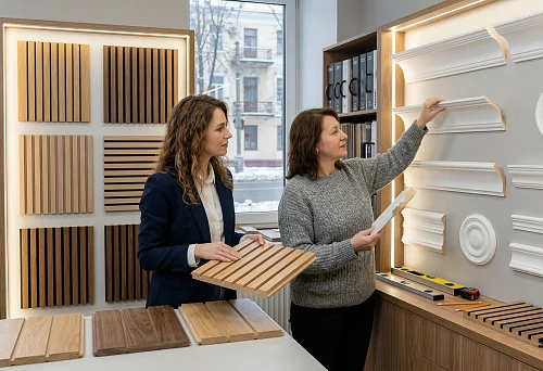 Buy slat panels in Vitebsk and buy polyurethane molded decor when selecting materials by quality and geometry