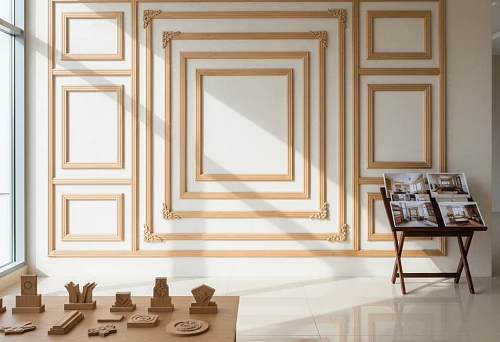 Wooden wall arrangements &mdash; elegant interior design with classic decorative elements