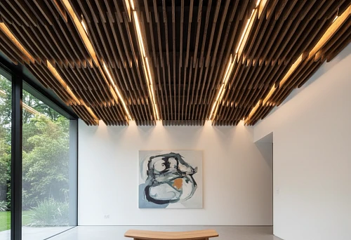 Wooden Slat Ceiling with Lighting - Modern Interior