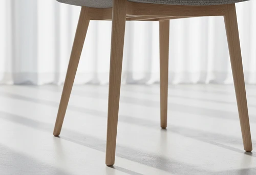 Modern wooden chair legs made of solid beech in a light interior