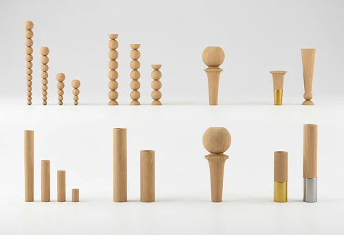 Wooden Furniture Legs of Various Shapes and Sizes on White Background