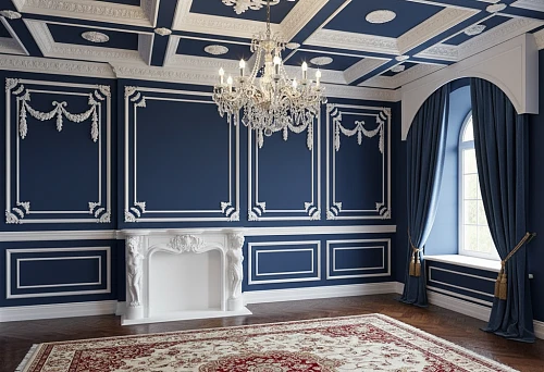 Classic Interior with Moldings, Baseboards, and Decorative Elements United in a Cohesive Design System