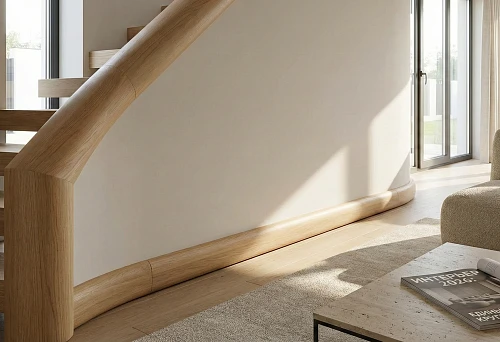 Round Wooden Handrail and Baseboard in Modern Interior Design 2026