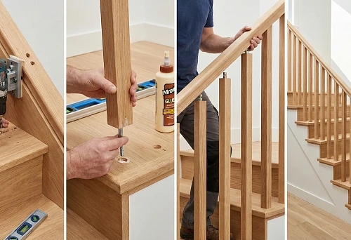 Installing railings on secured balusters