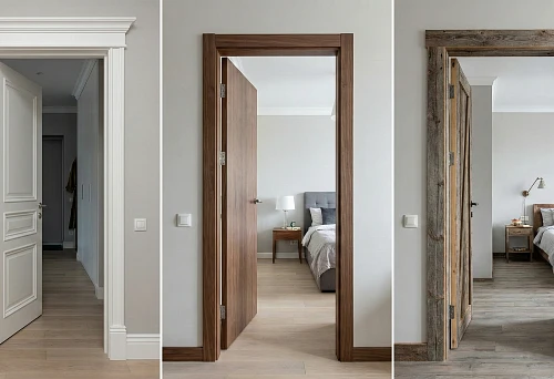 Decor for interior doors and door framing &mdash; three ready-made schemes for doorway design: white classic door portal for painting
